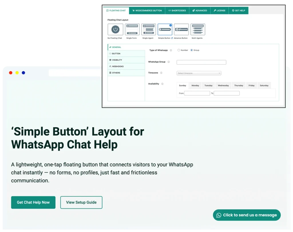 WhatsApp Simple Chat Button for WordPress
