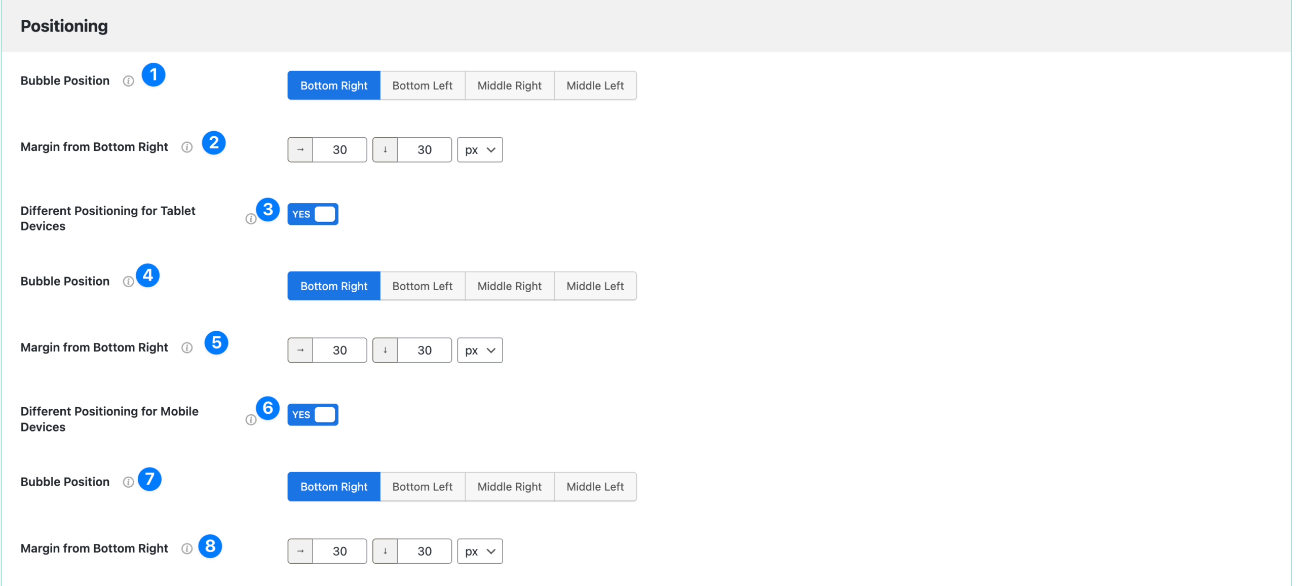 WhatsApp Floating Button settings