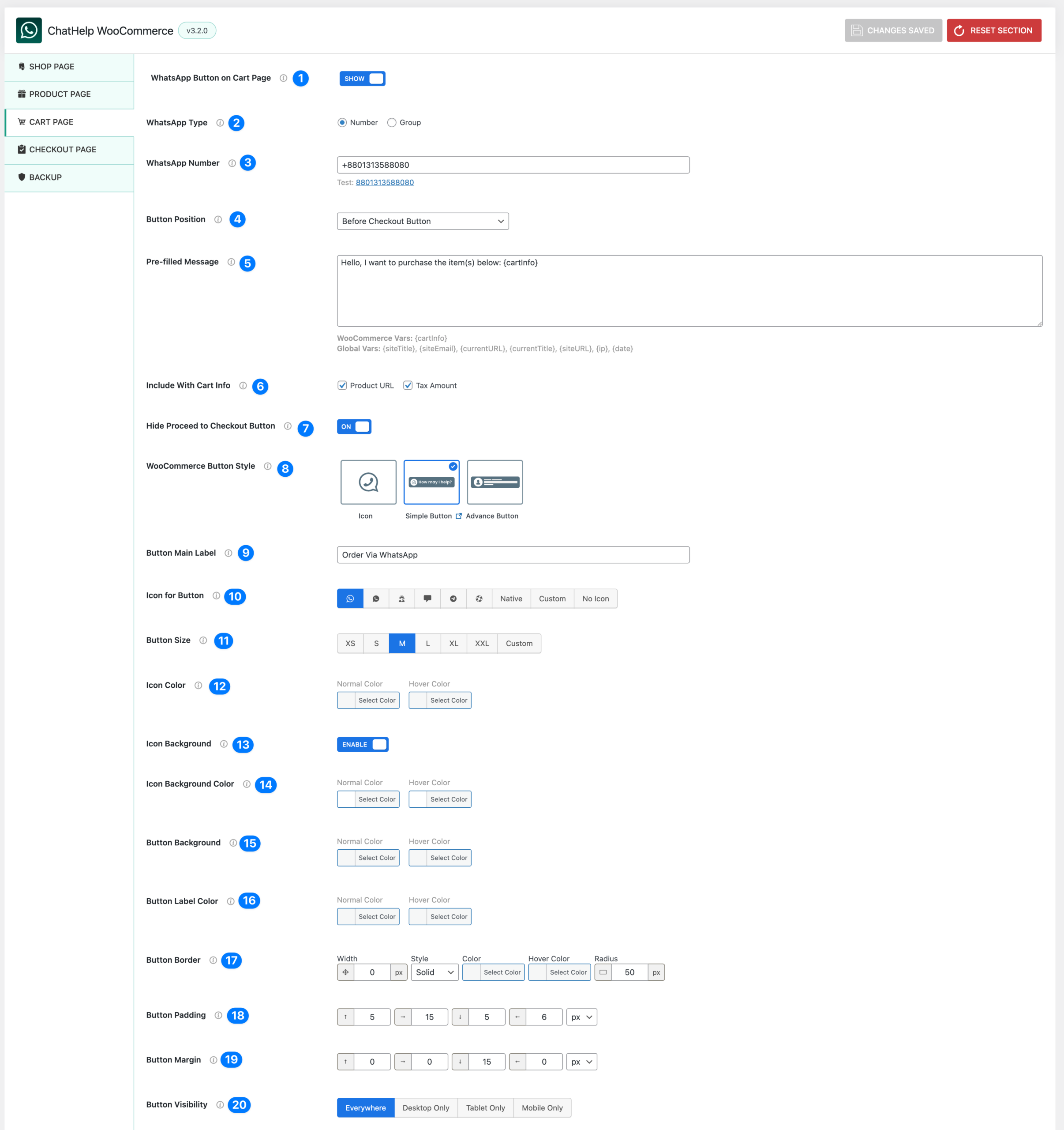 WhatsApp Cart Button Backend
