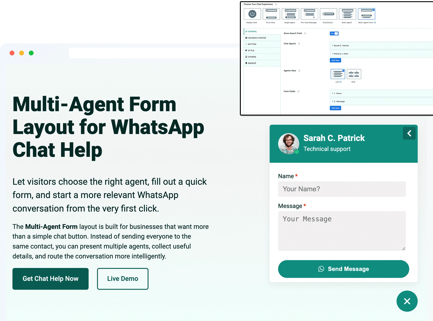 whatsapp multi agent form