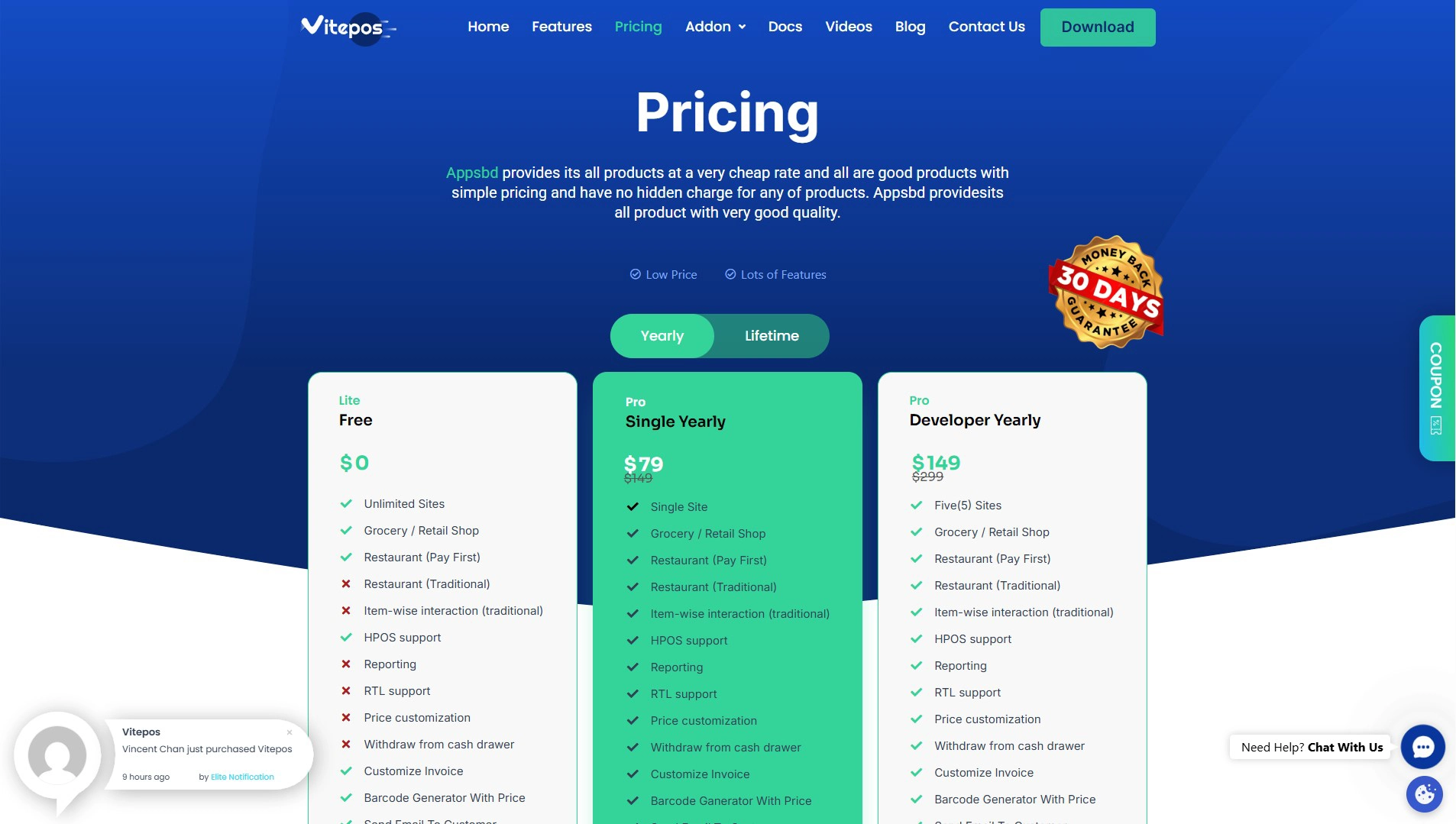 VitePos Pricing