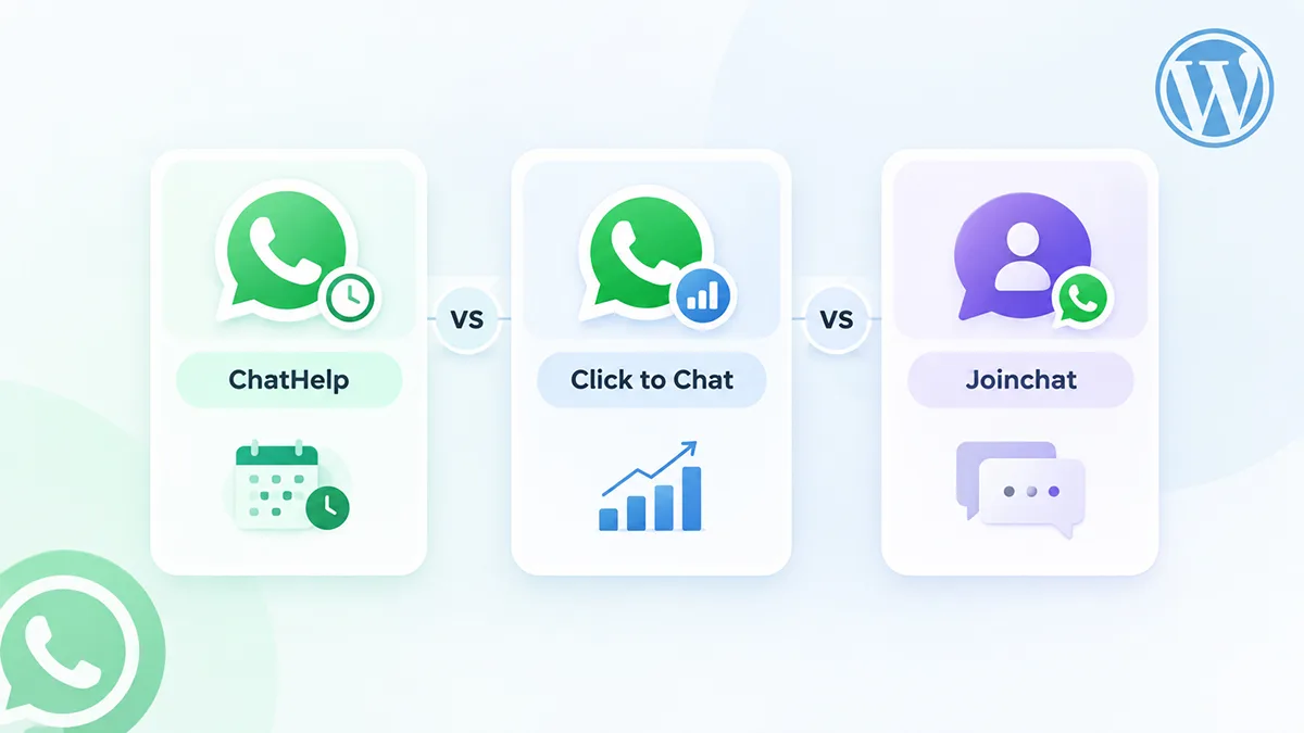 Best whatsapp plugin wordpress comparison of ChatHelp, Click to Chat, and Joinchat